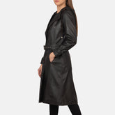 Mapis Brown Leather Hooded Coat Jacket